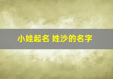 小娃起名 姓沙的名字